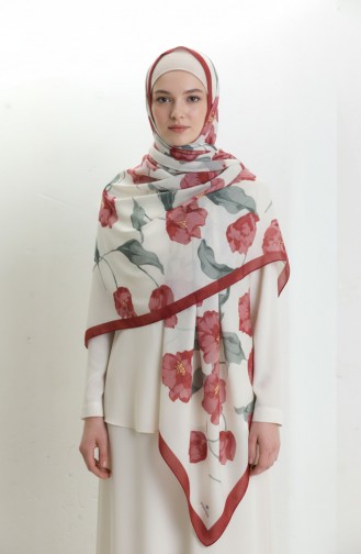 Gedessineerde Sjaal 1008-03 Khaki Bordeaux 1008-03