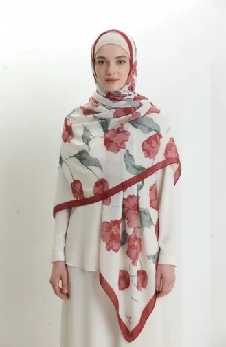 Gedessineerde Sjaal 1008-03 Khaki Bordeaux 1008-03