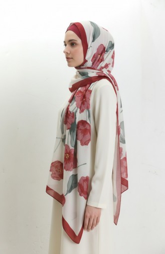 Gedessineerde Sjaal 1008-03 Khaki Bordeaux 1008-03