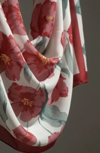 Gedessineerde Sjaal 1008-03 Khaki Bordeaux 1008-03