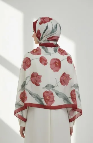 Gedessineerde Sjaal 1008-03 Khaki Bordeaux 1008-03