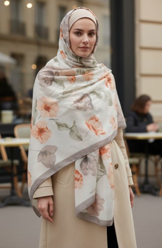 Patterned Shawl 1008-04 Mink Terracotta 1008-04