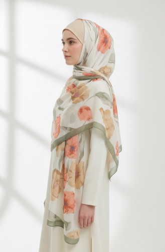 Gedessineerde Sjaal 1008-05 Khaki Terracotta 1008-05