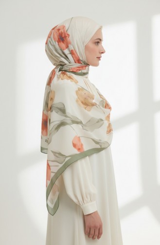 Gedessineerde Sjaal 1008-05 Khaki Terracotta 1008-05