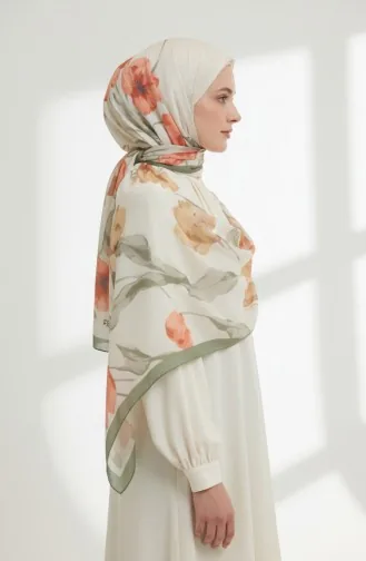 Gedessineerde Sjaal 1008-05 Khaki Terracotta 1008-05