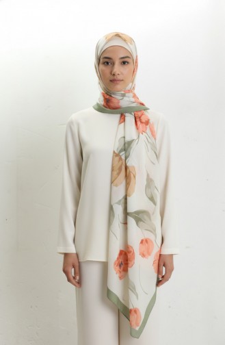 Gedessineerde Sjaal 1008-05 Khaki Terracotta 1008-05