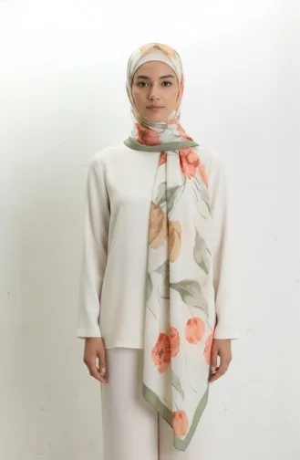 Gedessineerde Sjaal 1008-05 Khaki Terracotta 1008-05