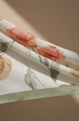 Gedessineerde Sjaal 1008-05 Khaki Terracotta 1008-05