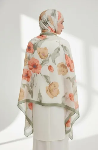 Gedessineerde Sjaal 1008-05 Khaki Terracotta 1008-05