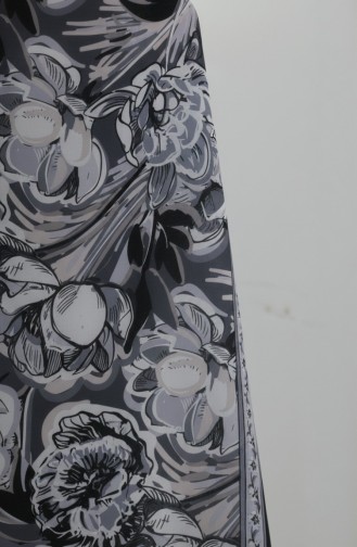 وشاح قطني منقوش بتصميم شرنقة، 70327-06، أسود رمادي 70327-06