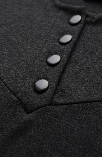 Örme Kumaş Kışlık Düğme Detaylı Tesettür Elbise 2184-01 Siyah