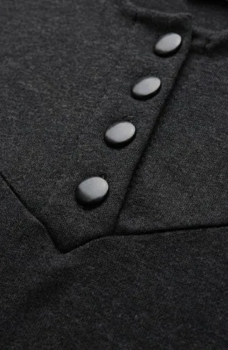 Gebreide Winterjurk Met Knoopdetails 2184-01 Zwart 2184-01