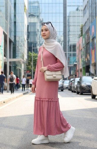 Piliseli Tesettür Elbise 2186-01 Pudra 2186-01