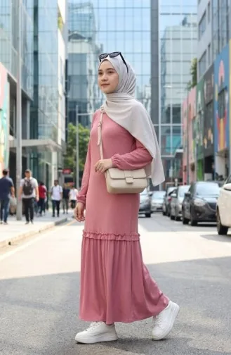 Piliseli Tesettür Elbise 2186-01 Pudra 2186-01