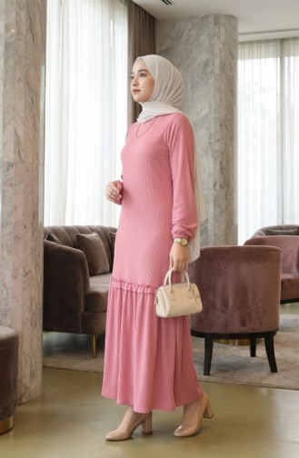 Piliseli Tesettür Elbise 2186-01 Pudra 2186-01