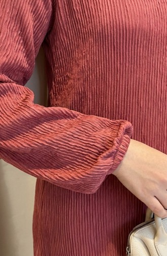 Piliseli Tesettür Elbise 2186-02 Gül Kurusu 2186-02