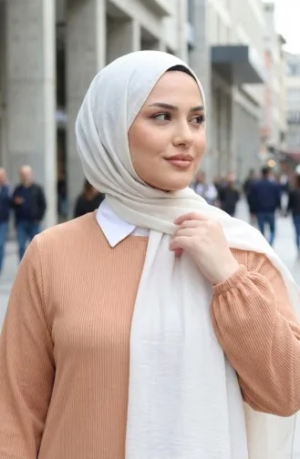 Piliseli Tesettür Elbise 2186-03 Sütlü kahve 2186-03