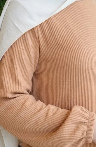 Piliseli Tesettür Elbise 2186-03 Sütlü kahve 2186-03