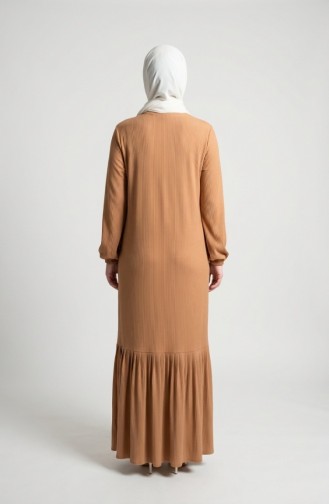 Piliseli Tesettür Elbise 2186-03 Sütlü kahve 2186-03