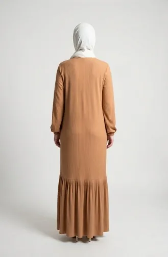 Piliseli Tesettür Elbise 2186-03 Sütlü kahve 2186-03