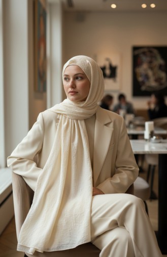 شال من الخيزران بلون التوت البري 1005-03 كريمي 1005-03