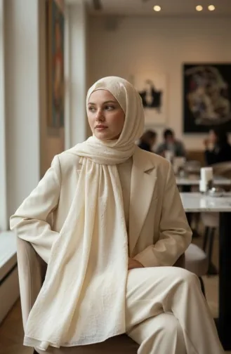 Bambu Kraş Şal 1005-03 Krem