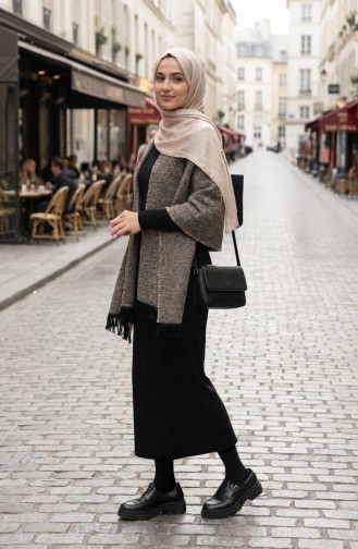 Shoulder Shawl 3012-01 Mink Black 3012-01