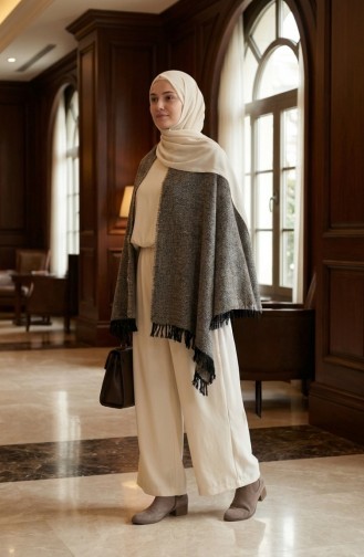 Schoudersjaal 3012-01 Nerts Zwart 3012-01