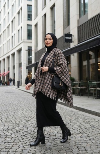 Schoudersjaal 3013-01 Bruin Zwart 3013-01