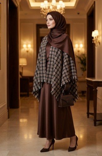 Shoulder Shawl 3013-01 Brown Black 3013-01