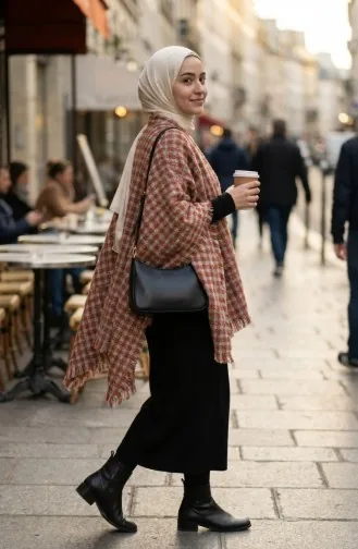 Shoulder Shawl 3027-01 Terracotta Grey 3027-01