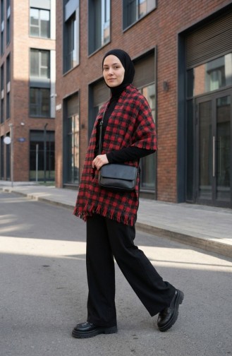 Shoulder Shawl 3028-01 Red Black 3028-01