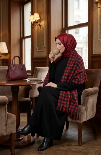 Shoulder Shawl 3028-01 Red Black 3028-01