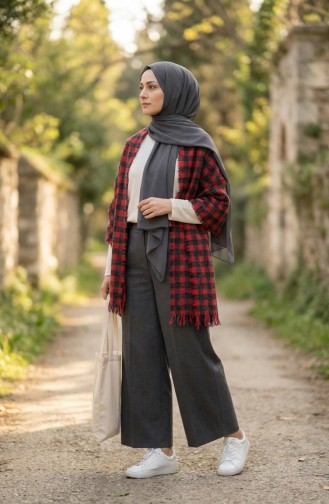 Shoulder Shawl 3028-01 Red Black 3028-01