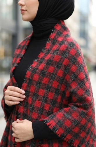 Shoulder Shawl 3028-01 Red Black 3028-01