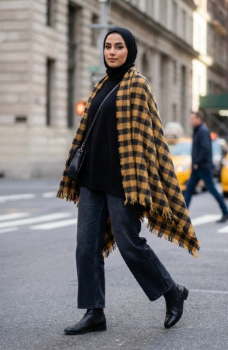 Châle D`épaule 3031-01 Moutarde Marine 3031-01