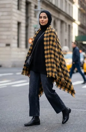 Châle D`épaule 3031-01 Moutarde Marine 3031-01