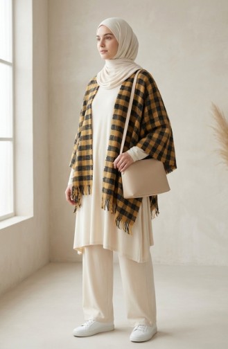 Shoulder Shawl 3031-01 Mustard Navy 3031-01