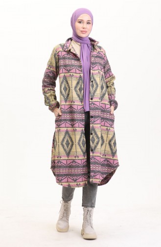 Winterjas Met Etnische Print En Knoopsluiting 2500-02 Palissandergeel 2500-02