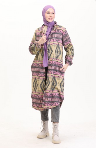 Winterjas Met Etnische Print En Knoopsluiting 2500-02 Palissandergeel 2500-02