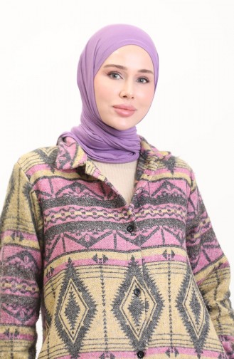 Winterjas Met Etnische Print En Knoopsluiting 2500-02 Palissandergeel 2500-02