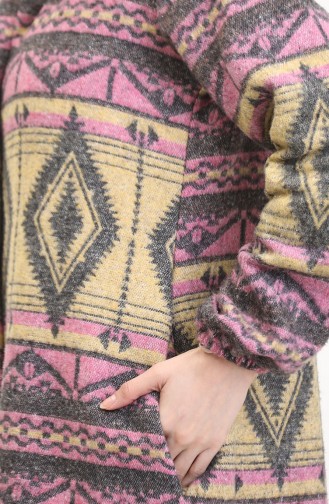 Winterjas Met Etnische Print En Knoopsluiting 2500-02 Palissandergeel 2500-02