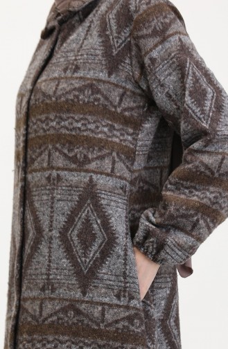 معطف شتوي بأزرار ونقوش عرقية، 2500-03 بني أنثراسيت 2500-03