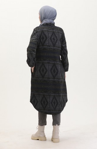 Wintermantel Mit Ethno-Muster Und Knöpfen 2500-05 Khaki Anthrazit 2500-05