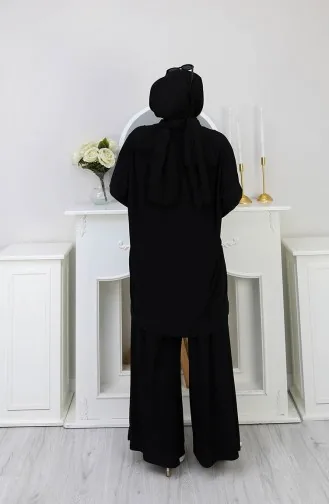 Sandy Çizgili Tunik Pantolon ikili Takım 5800-02 Siyah