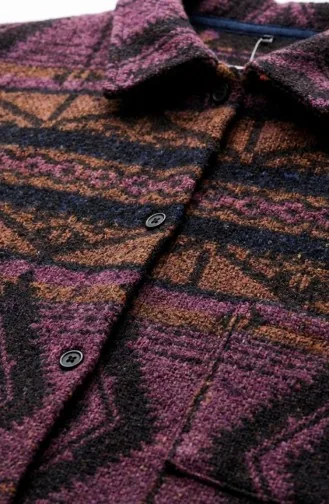 Winterjas Met Etnische Print En Knoopsluiting 2500-01 Paars Terracotta 2500-01