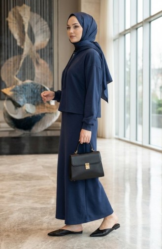 Düğmeli Takım Elbise 4609-01 Lacivert