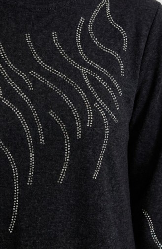 Robe Hijab D`hiver En Maille Imprimée Pierre 2194A-02 Noir 2194A-02