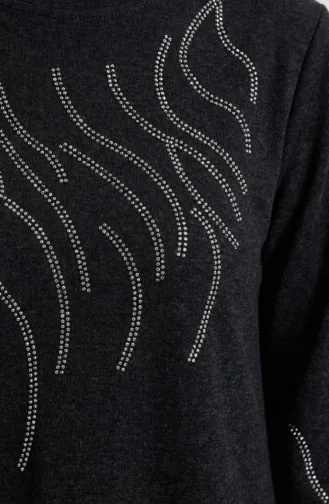 Gebreide Winterjurk Met Steenprint En Hijab-design 2194A-02 Zwart 2194A-02