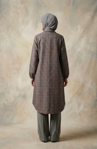 Shirt Collar Button-Down Winter Tunic 2501-01 Terracotta Black 2501-01